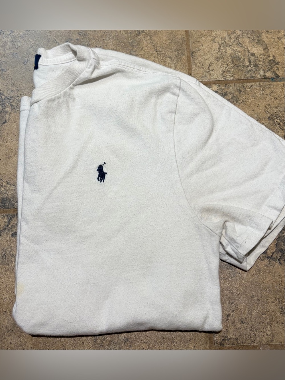 Polo by Ralph Lauren White Tee with Navy Polo Player Logo Boys L (14-16)
